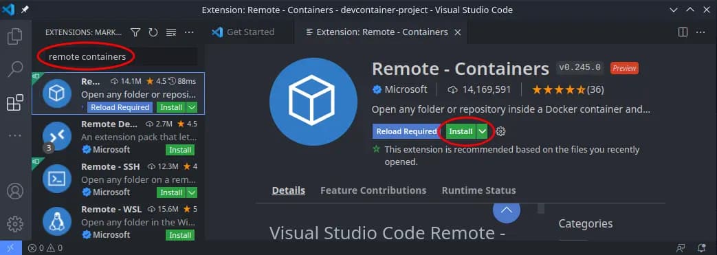 Remote - Containers Installation